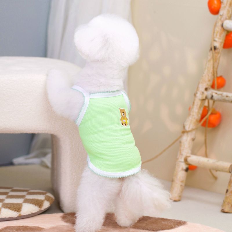 Gilet universale in maglia con ricamo a forma di orso, piccolo gatto, stile carino, traspirante, elastico, estivo, per cani_voghion.com