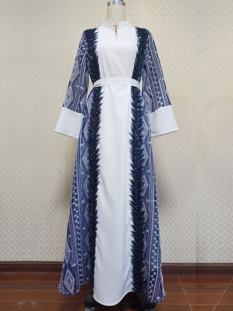 Kleid mit Stickerei-Applikationen, muslimischer Party-Abendessen-Robe_voghion.com