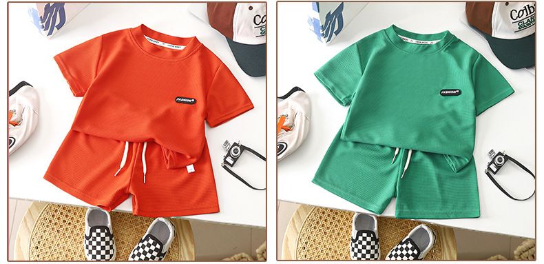 Traje informal para niños de verano para madres y niños, ropa holgada para niños, gofres de manga corta para bebés de verano_voghion.com