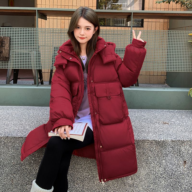 Nuovo piumino 2025 a Dongdaemun, versione coreana, ampio e lungo, lunghezza al ginocchio, giacca da pane, giacca di cotone per donna_voghion.com