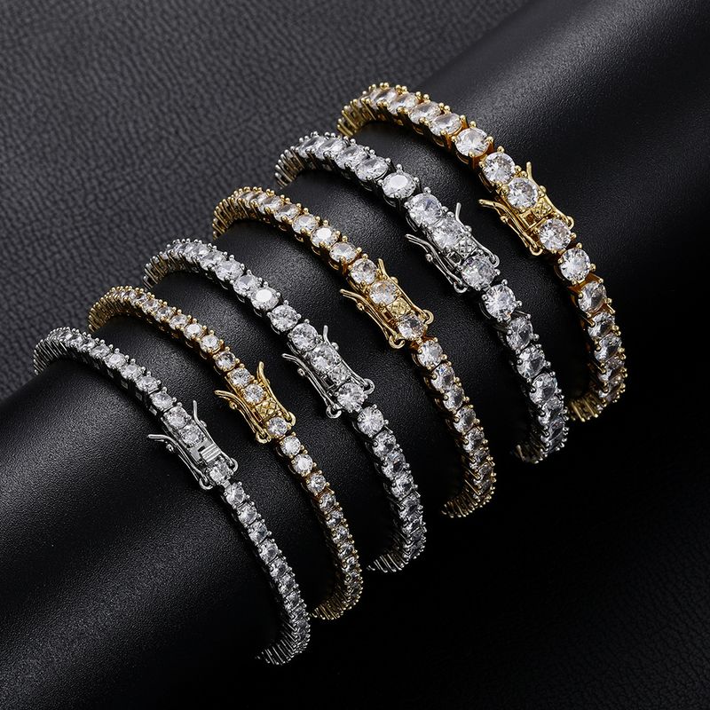 3MM 4MM 5MM Tennis Bracelet Hip Hop Jewelry Copper Style Micro Inlaid Zircon Single Row Zircon Bracelet_voghion.com
