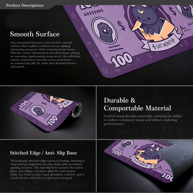 Heiß-verkauf Katze Geld Maus Pad Nette Große Büro Schreibtisch Matte Maus Pads Anime Cartoon Geld Maus Pad_voghion.com