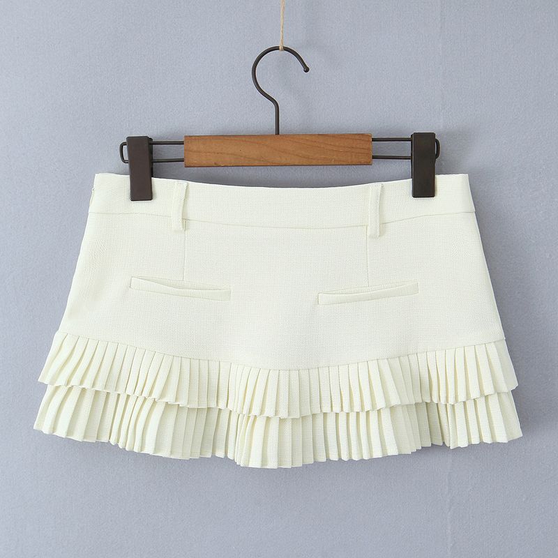 Retro Stripe Polo Shirt With Pleated Skirt Set - Women's Casual Loose Fit Long Sleeve Top & Flared Mini Skirt_voghion.com