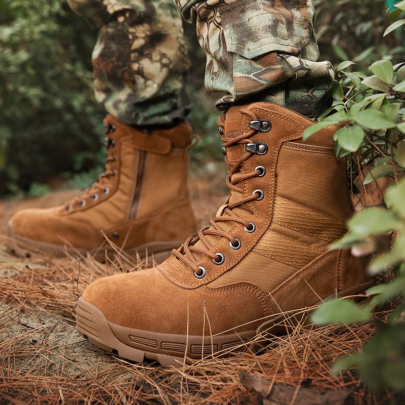 Bottes tactiques montantes pour hommes, bottes de combat militaires pour randonnée en plein air, camping, pêche, bottes du désert légères et durables avec support de cheville_voghion.com