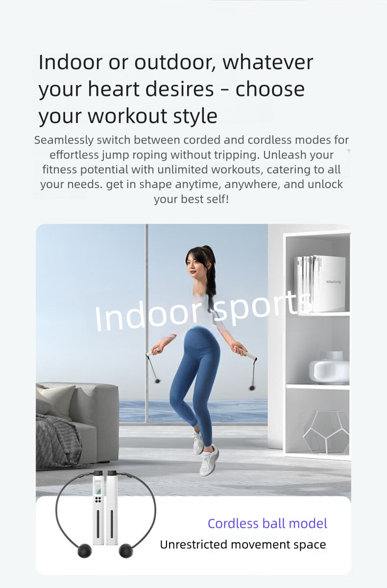 Equipo deportivo inteligente para adultos con conteo, con y sin cuerda de saltar de alambre de acero de doble uso para ejercicios con peso (venta al por mayor)_voghion.com