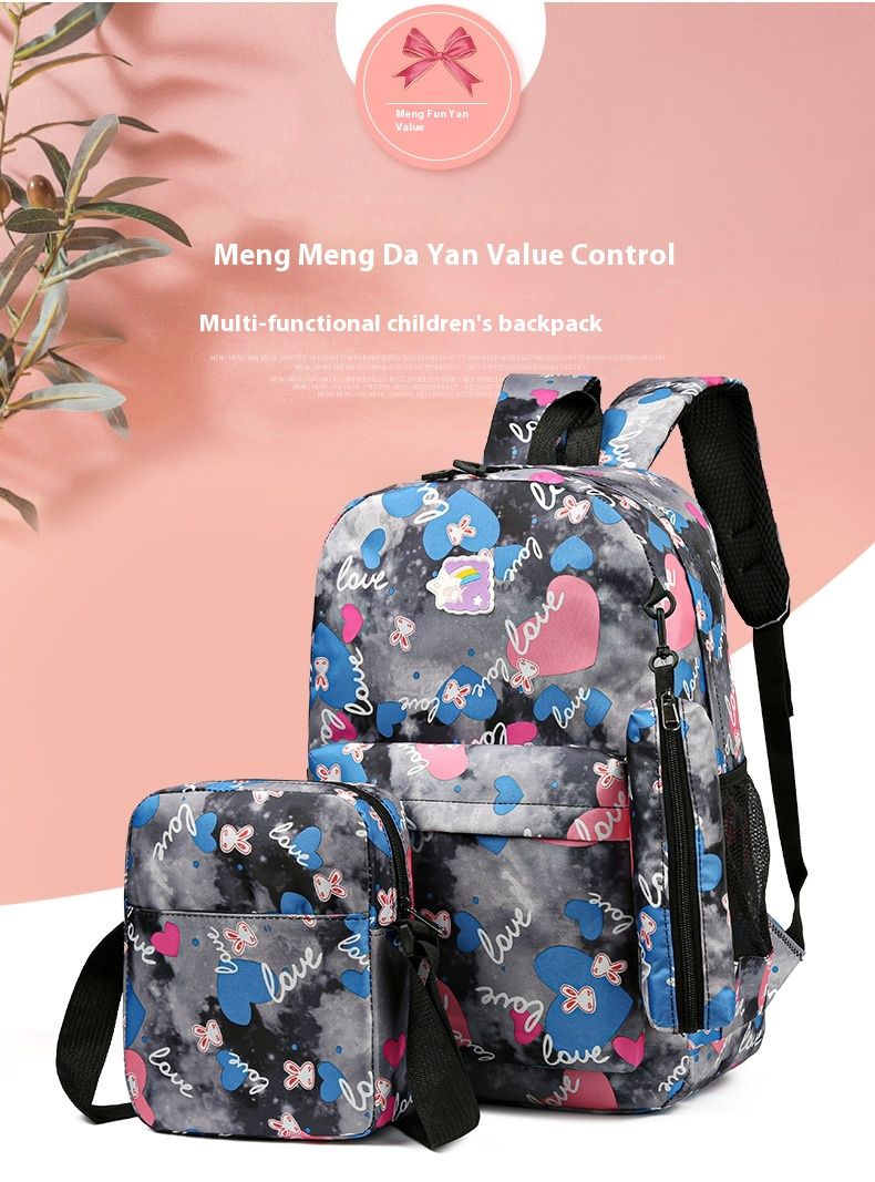 New Three Piece Backpack Sweet And Cute Casual Travel Backpack With Large Capacity For Primary And Secondary School Students_voghion.com