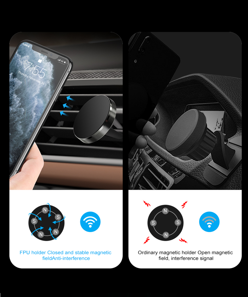 Support de téléphone magnétique pour téléphones portables, installation de bouches d'aération de voiture, support de smartphone mobile universel, ma_voghion.com