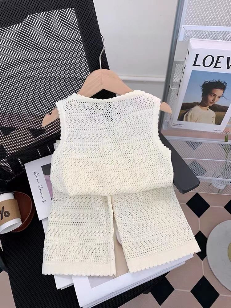 Ropa para niños Verano 2024 nuevo chaleco para niñas traje de dos piezas de punto_voghion.com