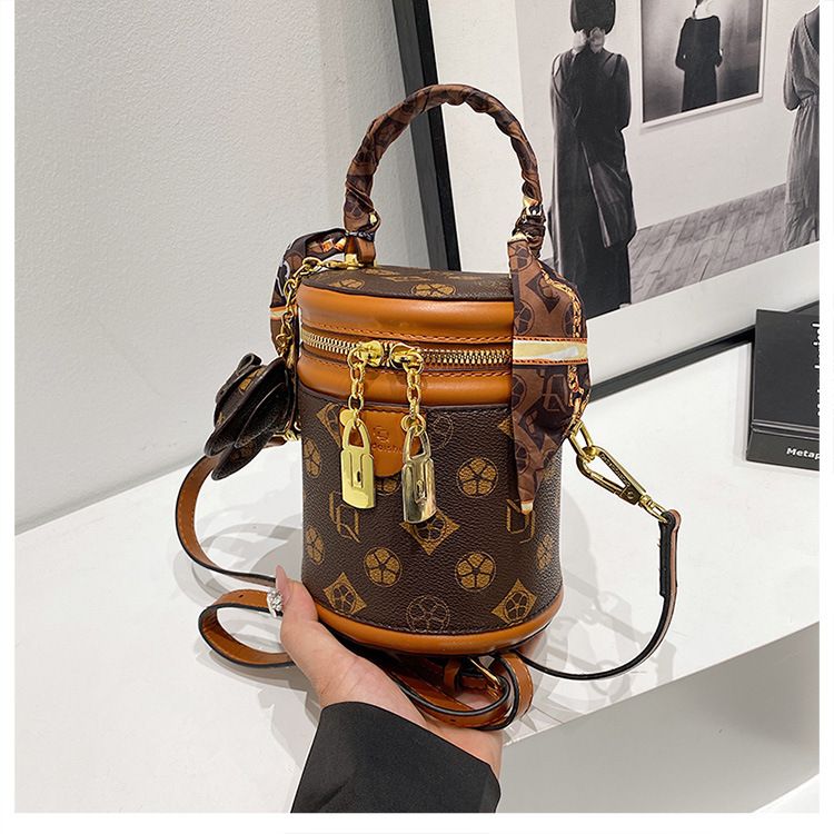 Borsa a secchiello stampata per donna 2024 borsa alla moda borsa a tracolla cilindrica versatile tendenza_voghion.com