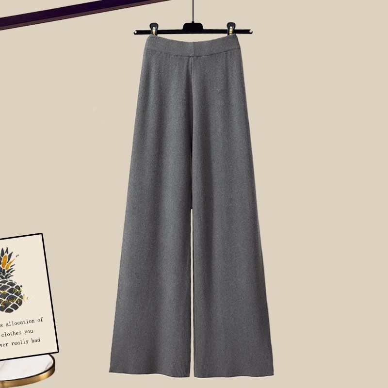 Women’s Clothing Fashion autumn suit women sweater women new large size women's shirt wide leg pants three piece knitted slim_voghion.com