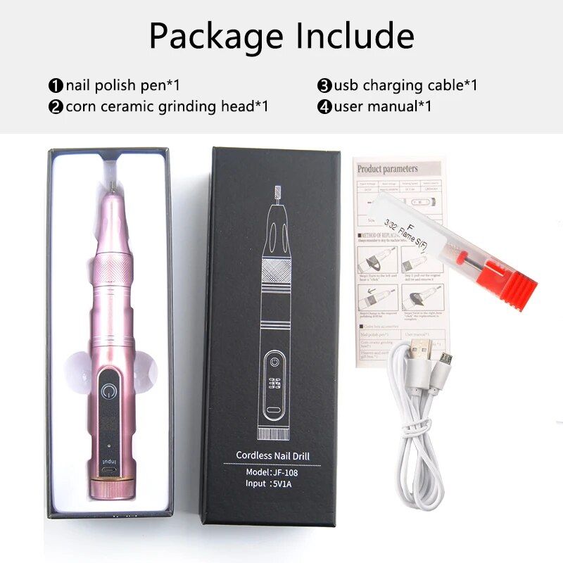 Negozio di prodotti per la cura della bellezza Manicure portatile Ricaricabile per cuticole E-File Lucidatura Trapano per unghie sottile senza fili_voghion.com