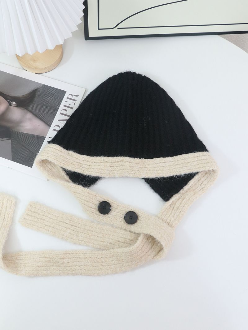 uth Winter Series For Women, Warm Ear Protection Balaclava, Large Head Circumference, Face Slimming, Color-Block Knitted_voghion.com