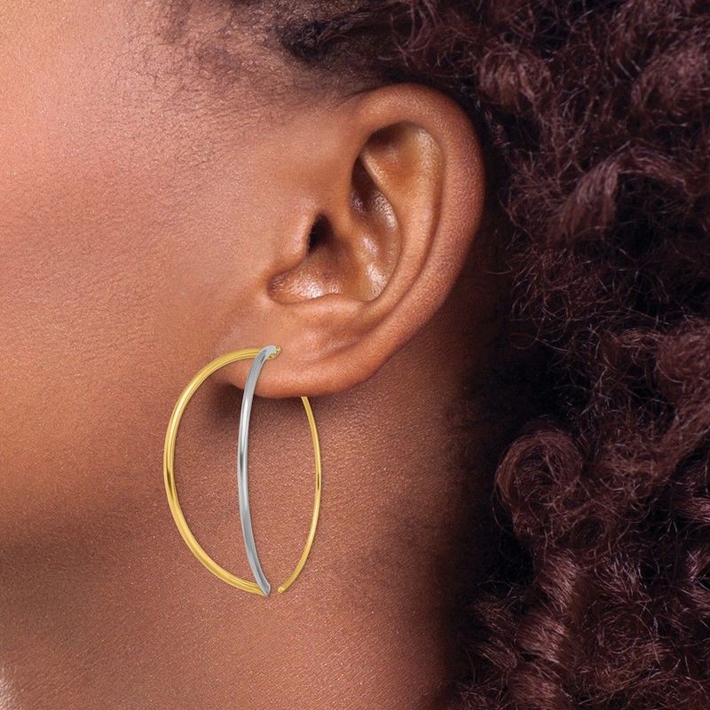 14K W/Rhodium Large Dangle Threader Earrings_voghion.com