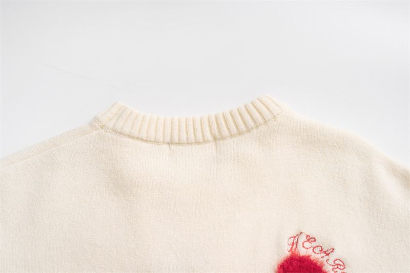 Vêtements pour hommes automne et hiver nouveau pull brodé en serviette d'amour hommes et femmes pull tricoté décontracté à manches longues en vrac col rond_voghion.com