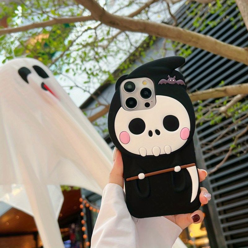 Halloween Funny And Cute Death Suitable For Full Package Anti-fall Protective Cover Creative Silicone For 15 14 13 12 11 Pro Max_voghion.com