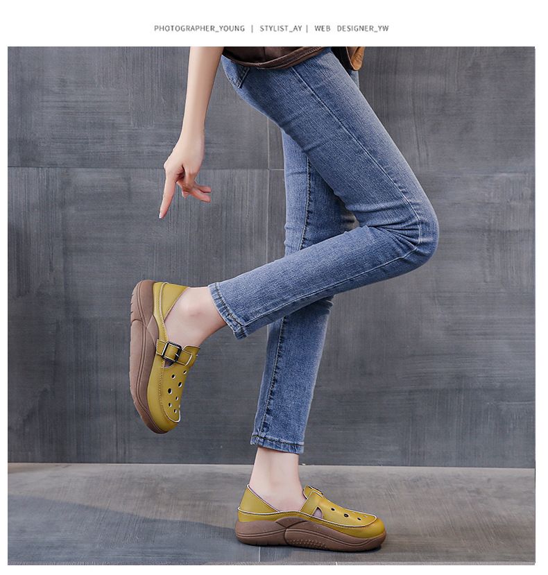 Hohle Einzelschuhe für Damen, bequem, zweiteilig, Muffin, dicke Sohle, Lochschuhe, weiche Ledersandalen mit Taschenkopf_voghion.com