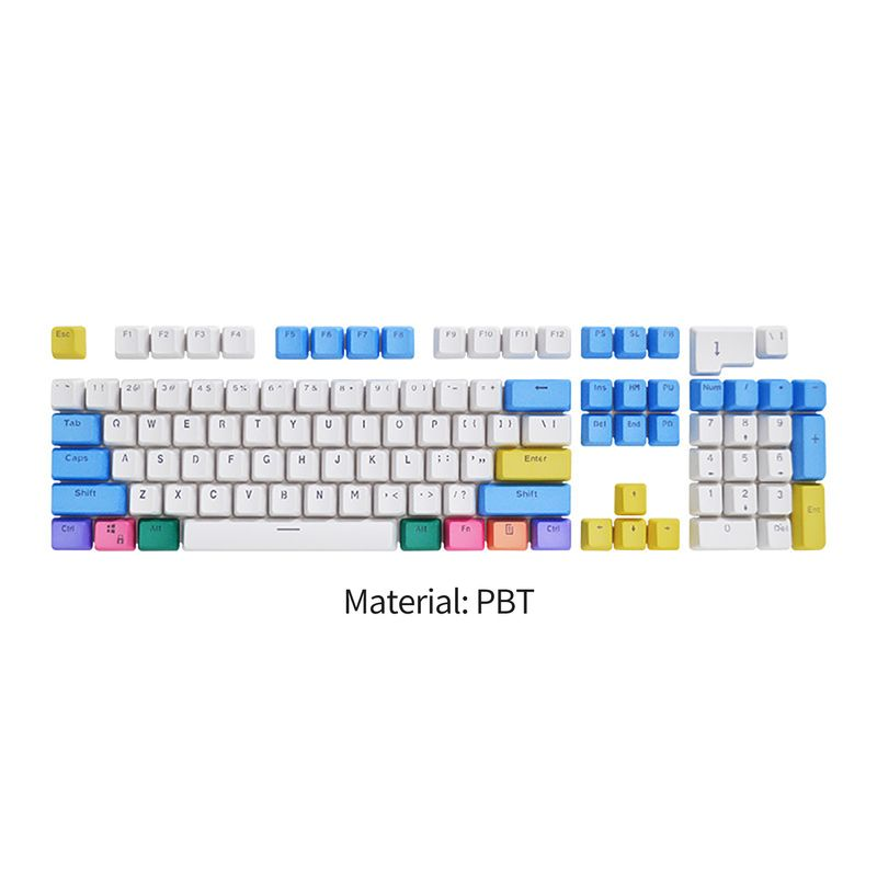 104 Keys Key Caps OEM Height Wear-resistant Oil-proof Dirt Resistant Replacement Translucent PBT Rainbow Color_voghion.com