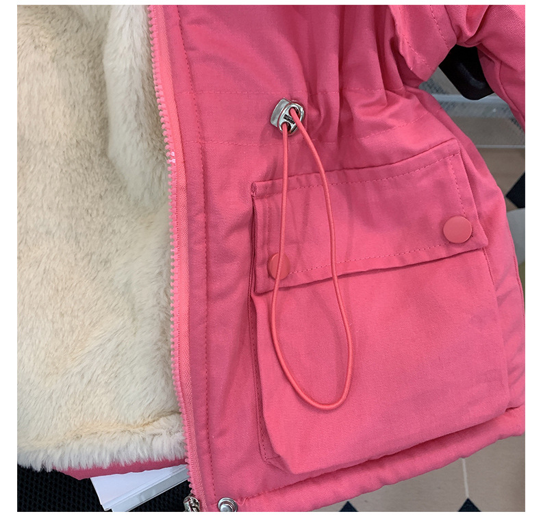 Wintermantel mit Fleecefutter für Mädchen mit abnehmbarer Kapuze, dicke Pufferjacke für Kleinkinder und Kinder (100–150 cm), stilvolles koreanisches Design_voghion.com