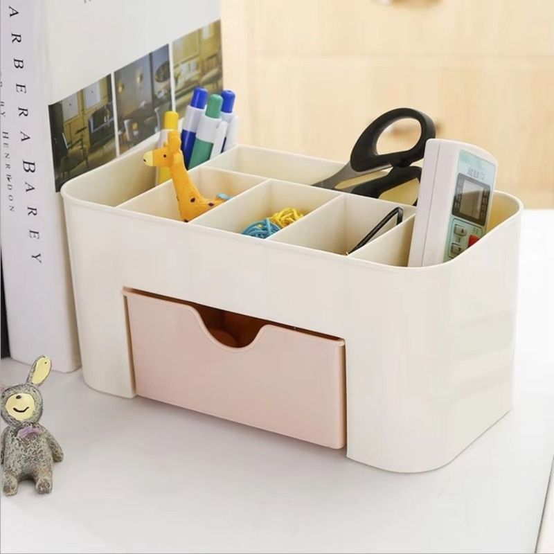 Plastic Cosmetic Organizer - 5-Drawer Makeup Storage Box Clear Vanity Case With Mirror Desktop Size_voghion.com
