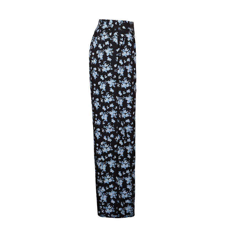 Uitlopende, gedrapeerde broek met wijde pijpen en print_voghion.com