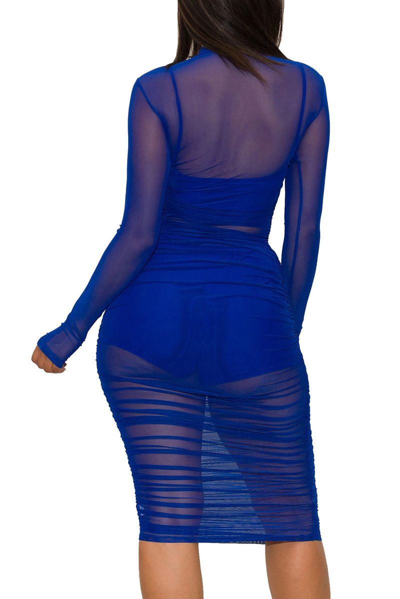 Women's mesh dress + small vest + shorts explosive three-piece set_voghion.com