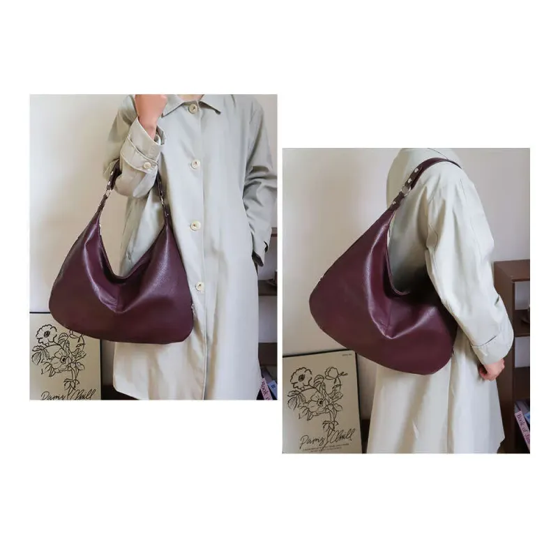 Oil Wax Leather Women's Trendy Commuting Tote Large Capacity New High-end Feel Shoulder Bag_voghion.com