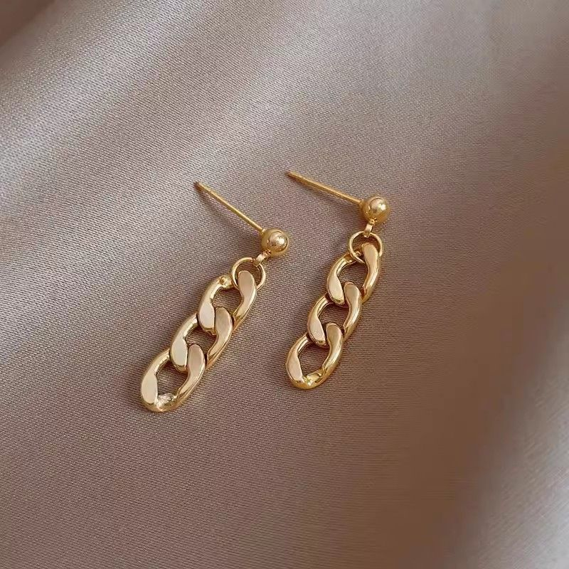 Orecchini a catena in metallo personalizzati da donna, moda Ins, orecchini di celebrità di Internet, design di nicchia, orecchini semplici_voghion.com