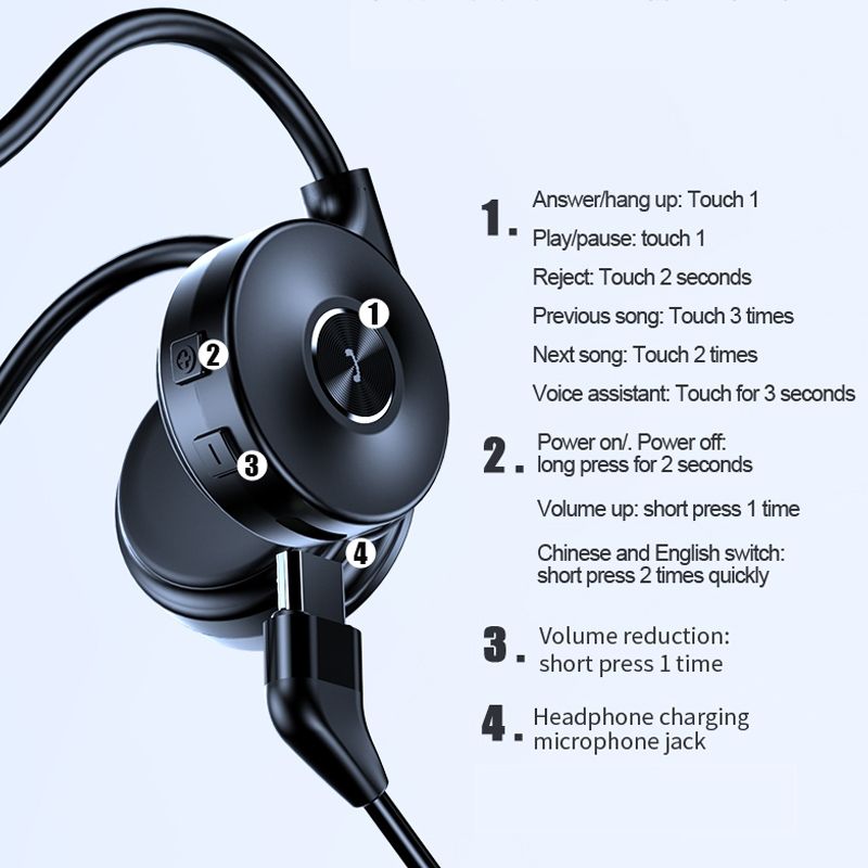 M-1 tagaküljele kinnitatavad puutetundliku müra vähendamise luujuhtivusega Bluetooth-kõrvaklapid eemaldatava mikrofoniga (punane)_voghion.com