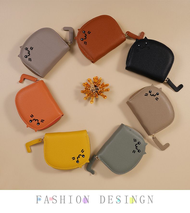2024 Cat Small and Adorable Multi Card Advanced Cartoon Zero Wallet Portable Storage Bag Small Wallet Anti Dirt and Wear Resistant_voghion.com