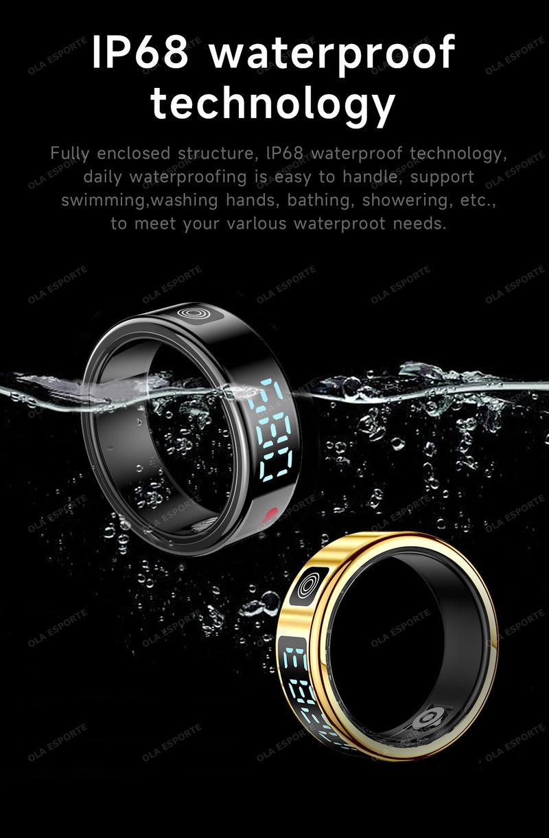 2025 Smart Ring Männer Frauen Display Herz Rate Blut Sauerstoff Monitor Multi-Sport Modus IP68 & 5ATM Wasserdicht Bluetooth Schlaf_voghion.com