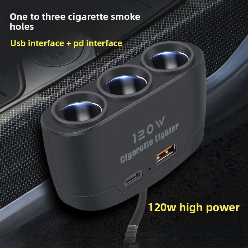 Multifunktionsladegerät, Autoszigarettenanzünder, Een bis Dräi mat USB+PD Schnellladeinterface, 12V24V Universal_voghion.com