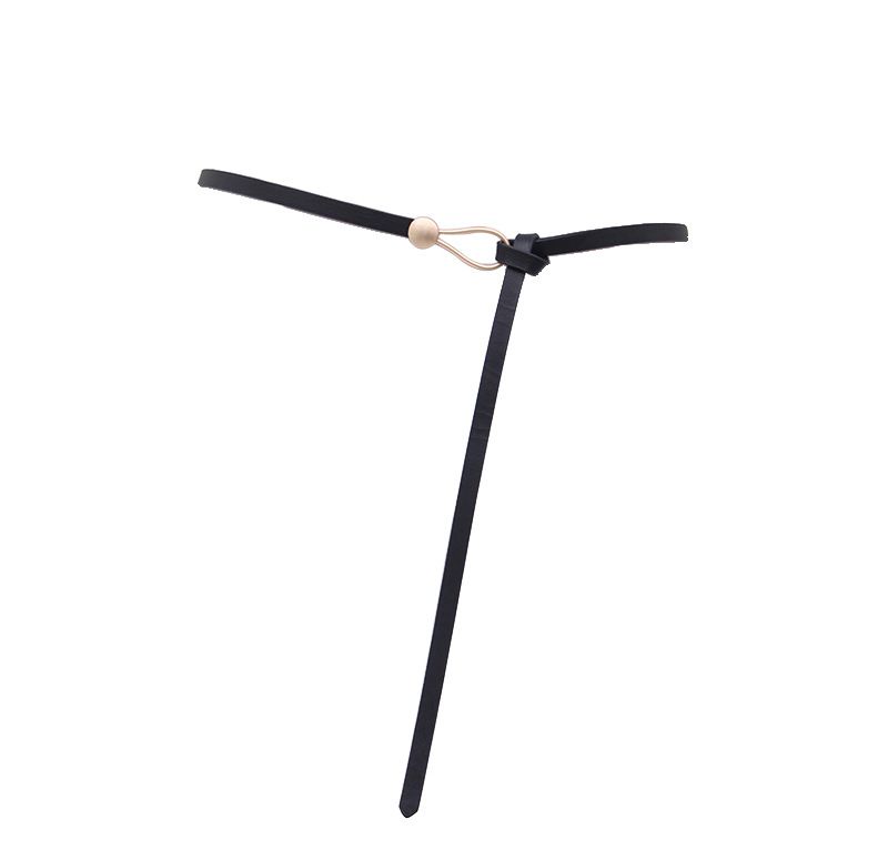 Cintura sottile con cento nodi da donna, nera alla moda con abito, cintura da maglione_voghion.com