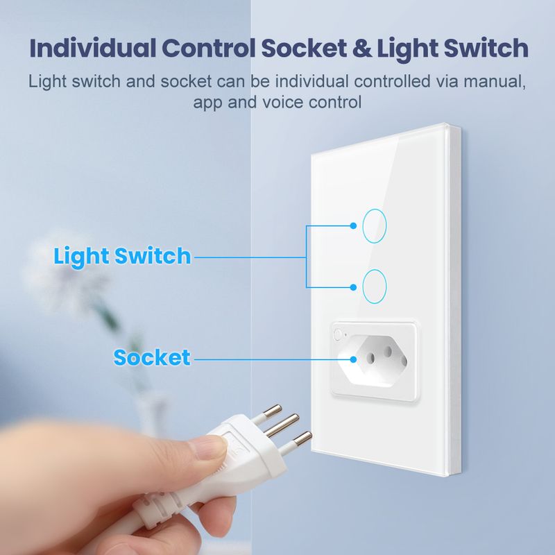 AVATTO Tuya Brazilska WiFi vtičnica, pametno stensko stikalo s senzorjem na dotik, deluje z Alexa Google Home_voghion.com