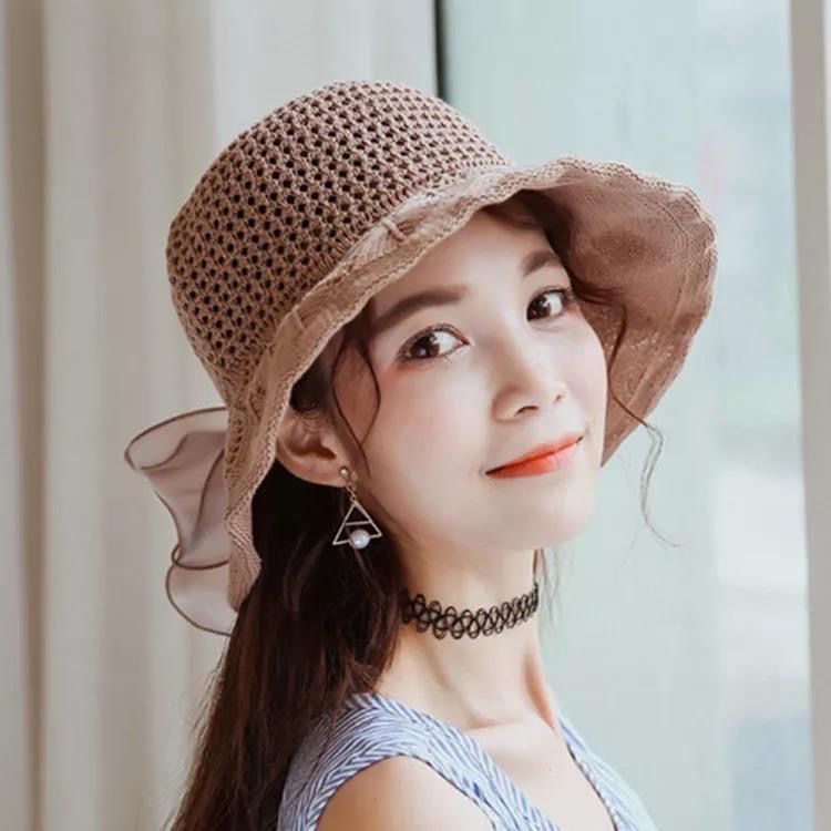 Cappello da spiaggia pieghevole con fiocco e protezione solare estiva da donna_voghion.com