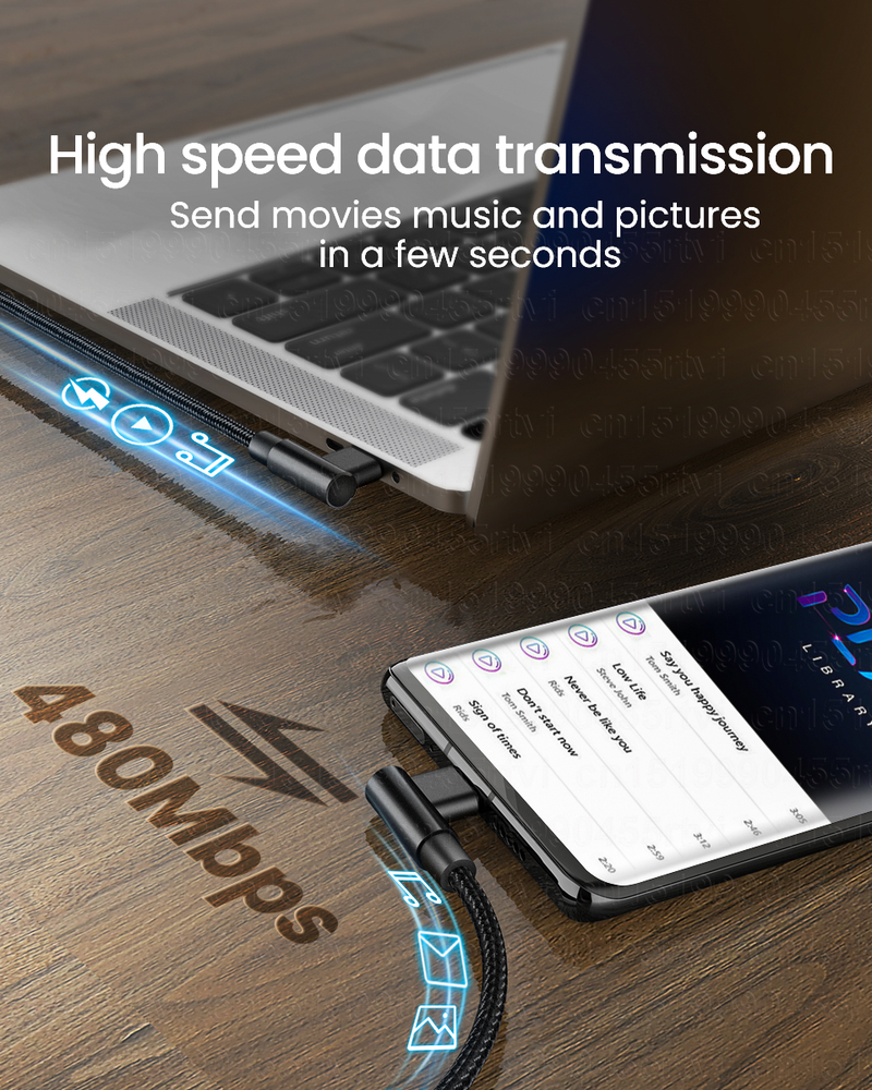 PD 60W Dual-Winkel-Schnelllade-USB-C-Kabel, geeignet für Book Pro C-Typ auf USB C QC4.0 Datumszeile, geeignet f_voghion.com