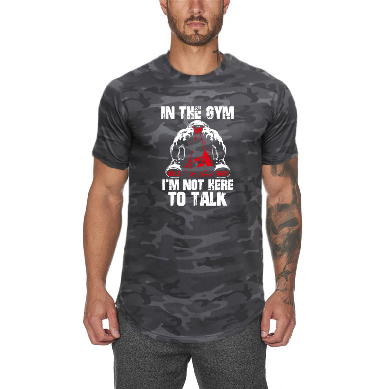 Sports quick drying Men's muscle training gym Running loose camouflage short sleeved T-shirt Basketball fitness_voghion.com