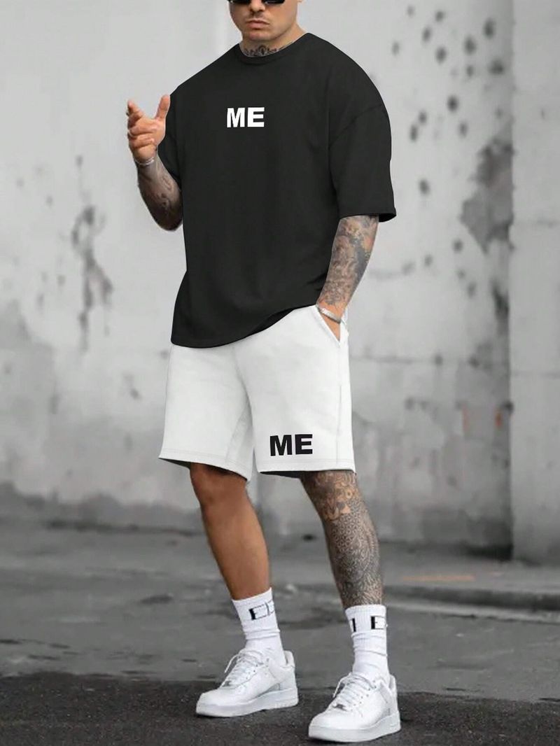 Men's Clothing Summer New Simple Sports Casual Suit Men's Short Sleeved T Shirt With Shorts With Small Icon ME2 MA1_voghion.com