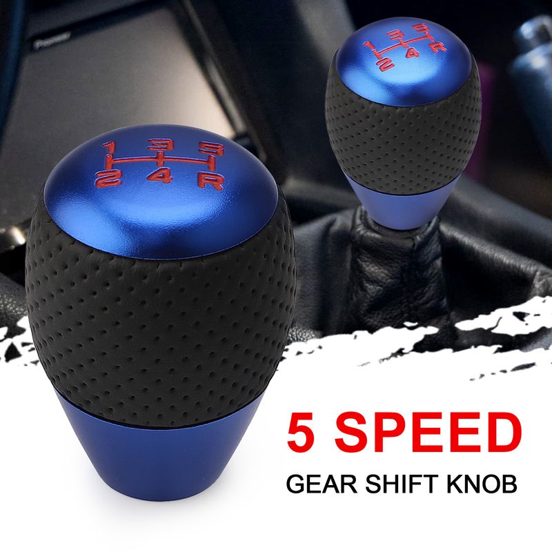 Pomello del cambio in pelle con adattatore M8 M10 M12 per auto in alluminio universale, testa a 5 velocità_voghion.com