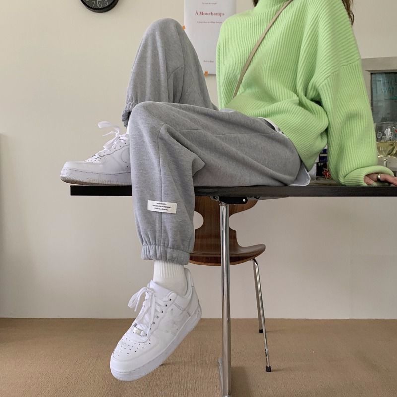 413 plus Samthose für Damen für einen schlanken Look im Herbst und Winter 2023, lockere, gerade geschnittene, lässige Knöchelhose, hoch_voghion.com