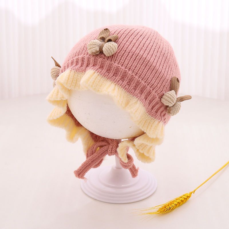 Chapeaux pour enfants, chapeau d'hiver pour bébé, double épaisseur, chaud, cache-oreilles de princesse, mignon papillon_voghion.com
