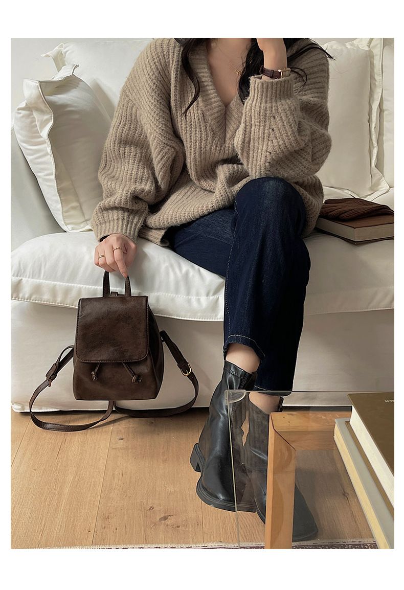 Rucsac maro pentru femei, geantă de umăr simplă și versatilă nouă_voghion.com