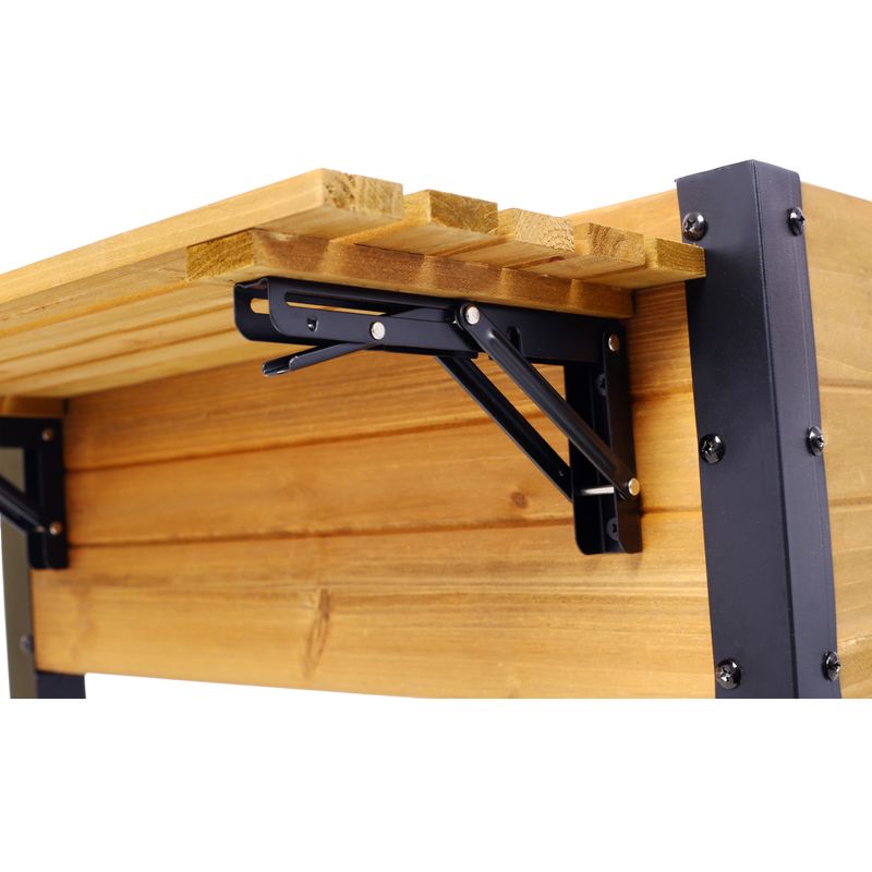 Raised Garden Bed, Metal Leg Wood Planter Boxes With Folding Storage Shelf,Elevated Planter Box For Growing Fresh Herbs, Vegetables, Flowers Great For Outdoor Patio, Deck, Balcony_voghion.com