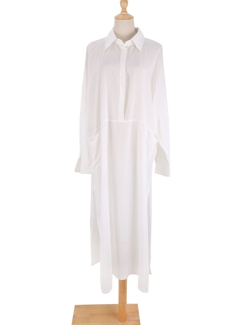 Vestido leve de algodão para praia, piscina e passeios de verão – caimento solto com bolsos, capa de biquíni, proteção solar – tamanho único_voghion.com