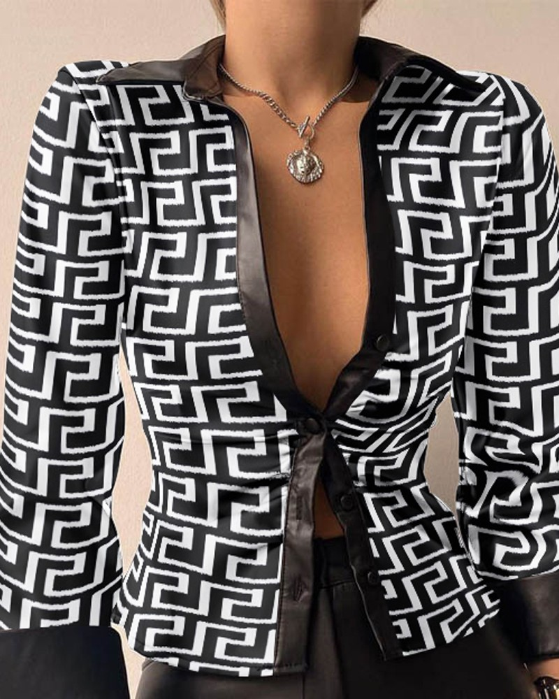 Camicia da donna in similpelle con scollo a V, maniche lunghe, stile caldo, primavera, per donna_voghion.com