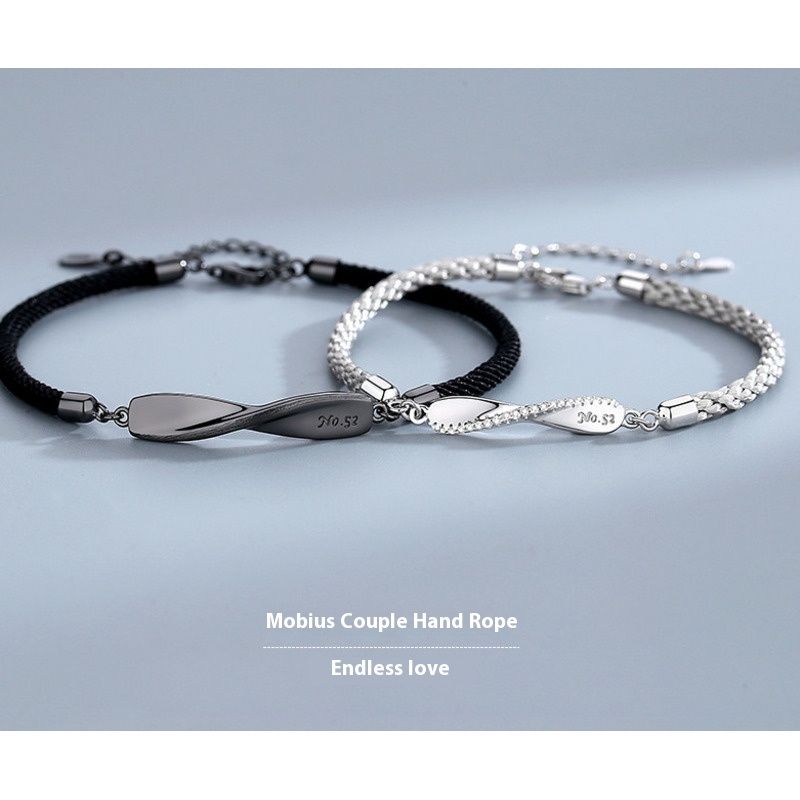Anello Mobius Jin Hongyu coppia in argento sterling, coppia maschile e femminile, bracciale intrecciato unico, edizione commemorativa coreana_voghion.com
