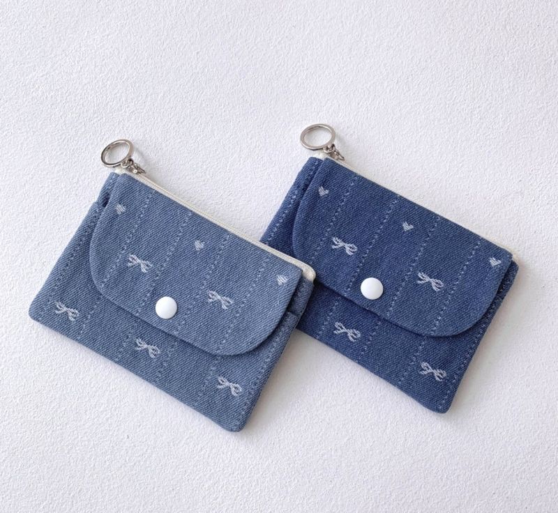 Korean Style INS New Denim Fabric Bus Meal Card Pendant Coin Key ID Holder Clutch Small Bag_voghion.com