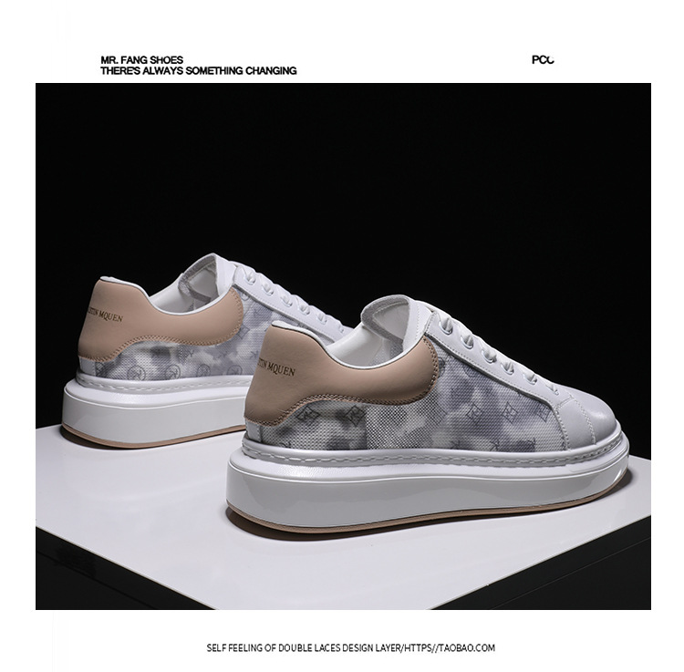 P Weiße Schuhe Herren Sommer Neue koreanische Version des dicken Bodens erhöhte lässige Eisseide atmungsaktive Mesh-Panel leuchtende Flut_voghion.com