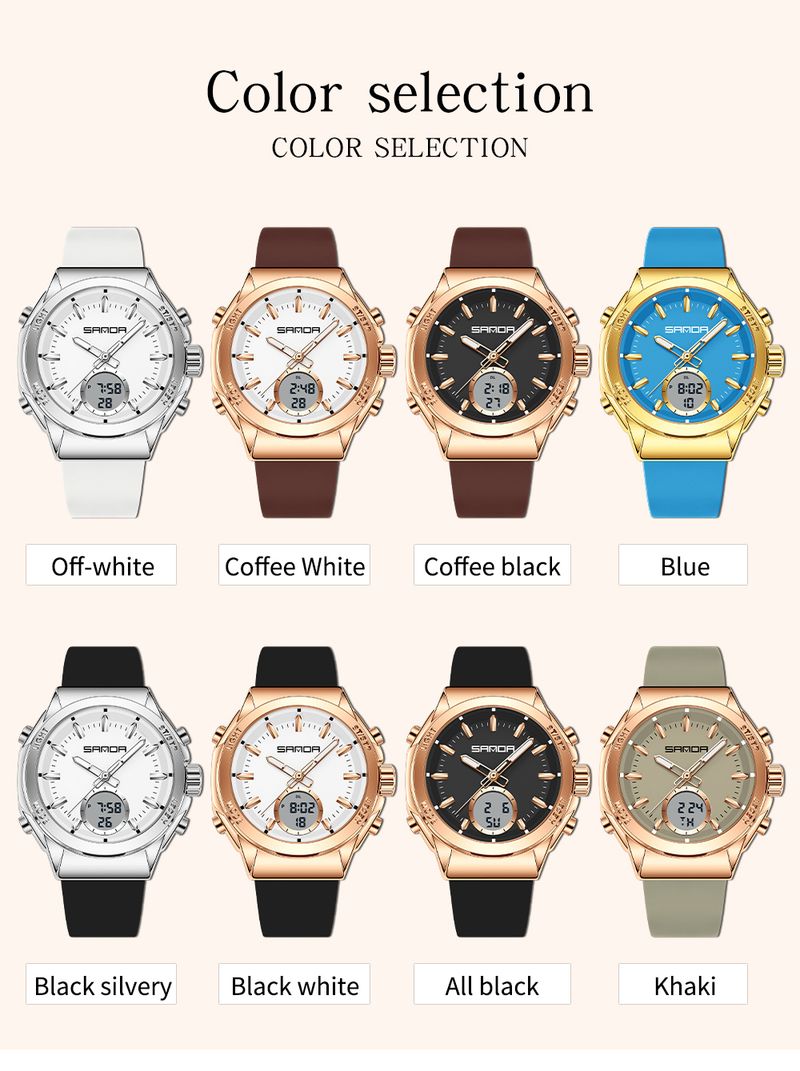 Women's Electronic Watch Waterproof LED Dual Display Multi Functional Women's Electronic Watch_voghion.com