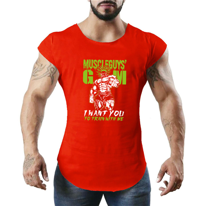 GYM-Fitness-Tanktop aus Baumwolle für Herren, Sporttraining, dünnes, ärmelloses Slim-Fit-T-Shirt mit rundem Saum für Herren_voghion.com