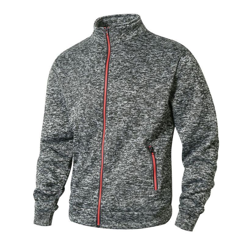 Heren sweatshirt met opstaande kraag, fleecevoering en gebreide cardigan – lichtgewicht polyestermix, slim fit, sportief casual (zwart, donkergrijs, lichtgrijs)_voghion.com